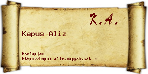 Kapus Aliz névjegykártya